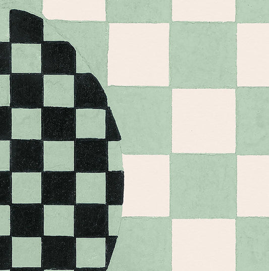 Deco Checkers - in Seafoam Bliss - Wallpaper - Micaela Sharp Collaboration