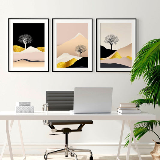 Wall art Scandinavian for office | set of 3 framed wall art