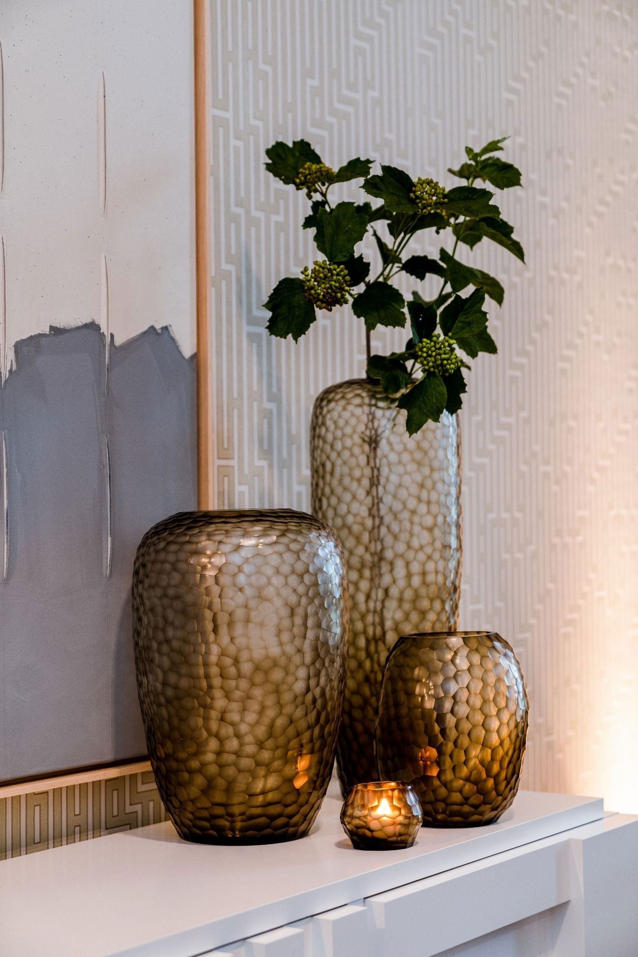 HEMATITE CANDLEHOLDER - H9 D11 cm - STEELGREEN