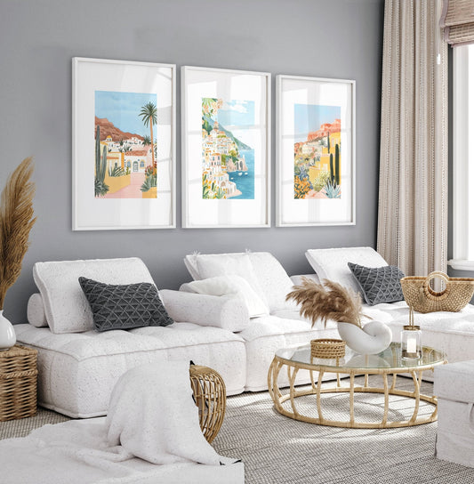 Decorative Pictures For Living Room | Set of 3 Beach Decor Wall art Prints