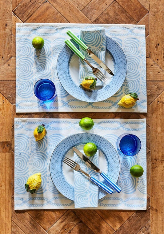 Cornflower Blue Lace Dinner Plates - Set of 4