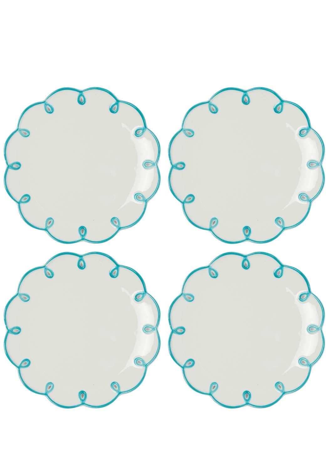 Sky Blue Scalloped Lunch Plate - Set of 4