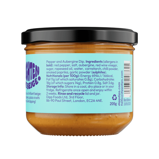 Dipp Red Pepper & Aubergine Dip 350g – Smoky Mediterranean Dip with No Artificial Preservatives