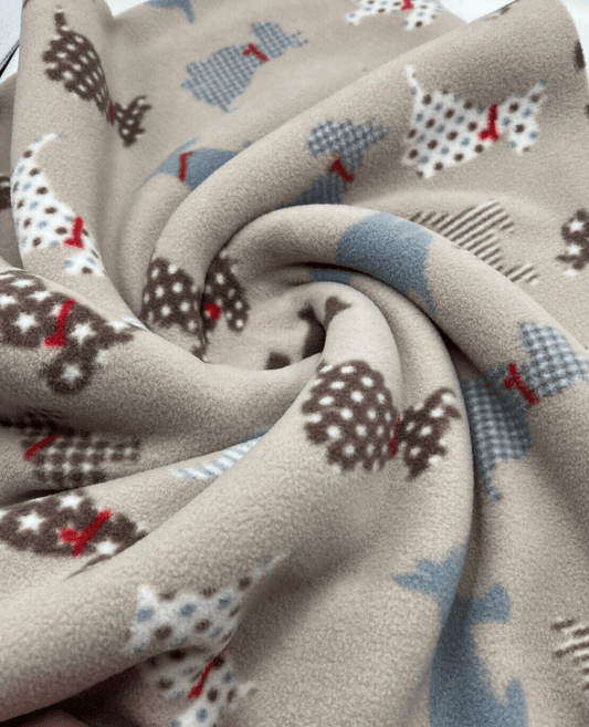 Dogs Printed Anti-Pil Polar Fleece Fabric Blanket Loungewear