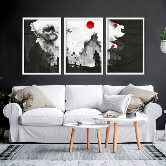 Wall art dragon | set of 3 wall art prints