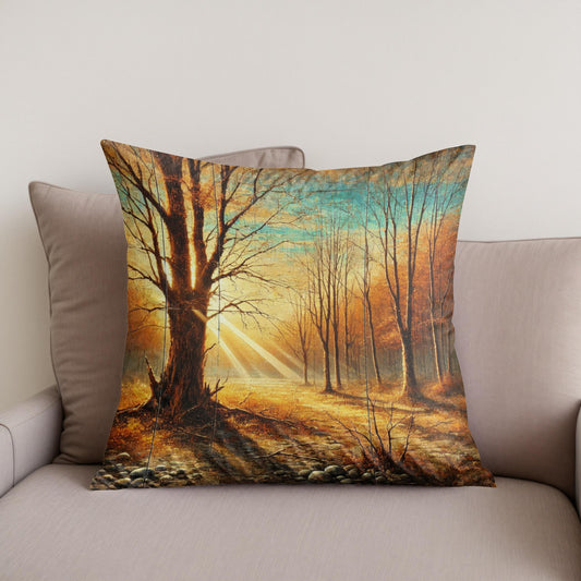 Rustic Autumn Glow Cotton Cushion