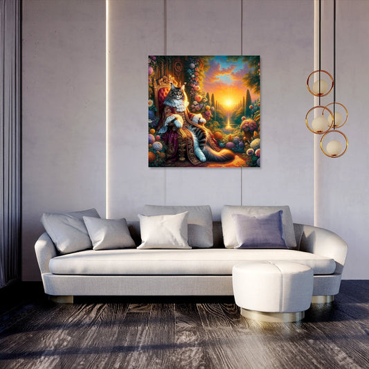 Regal Coon Sunset Throne Canvas