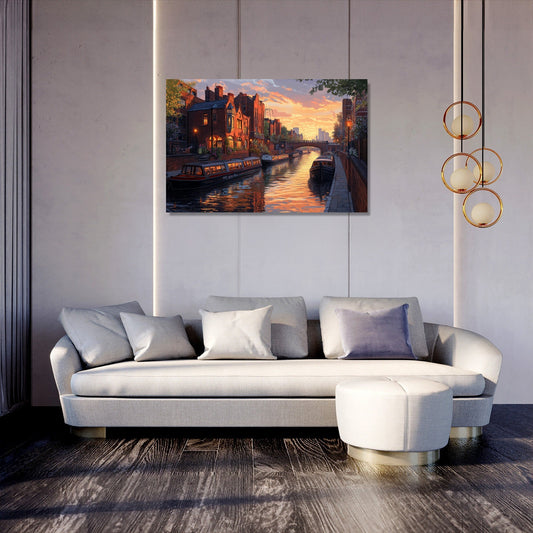 Birmingham Canal Sunset Harmony Canvas