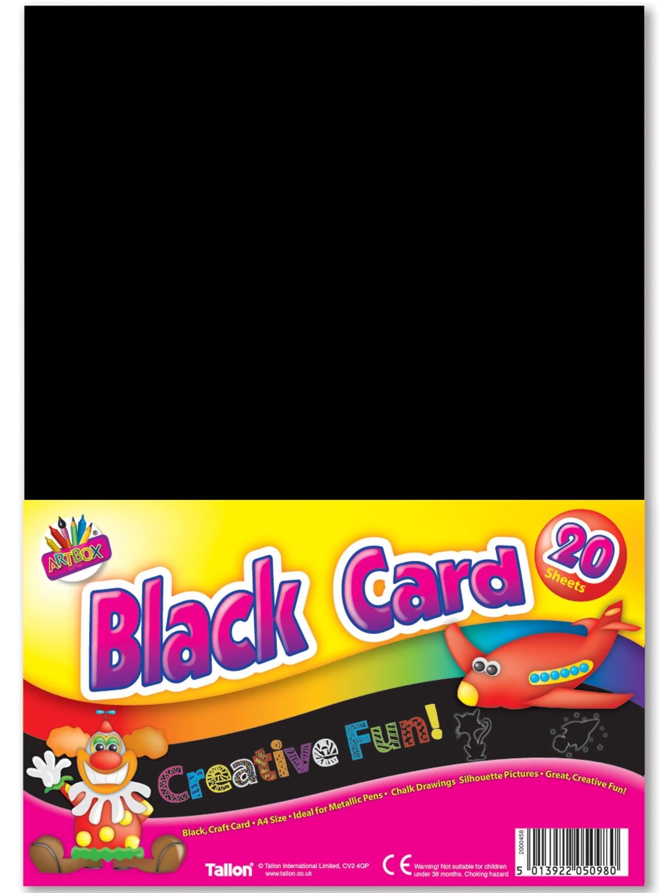 Children's Pack of 15 A4 Black Activity Craft Card Sheets