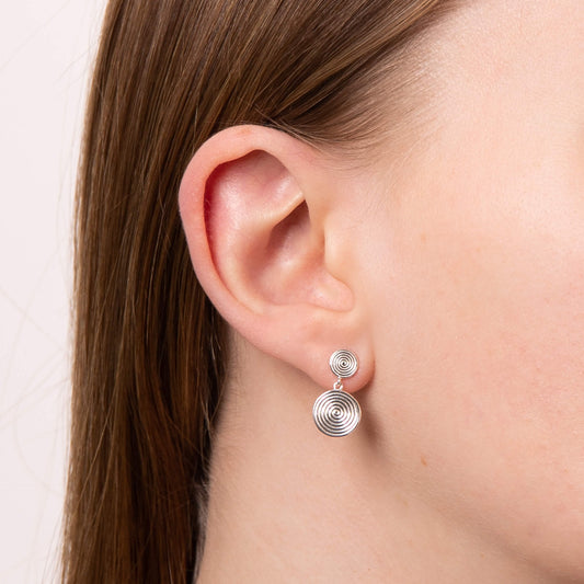 Beginnings Double Spiral Disc Drop Earrings