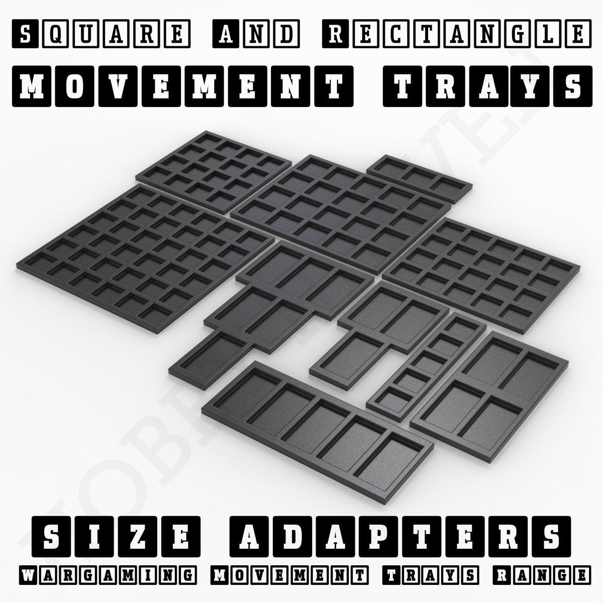Square and Rectangle Movement Tray Adapters for Tabletop Games