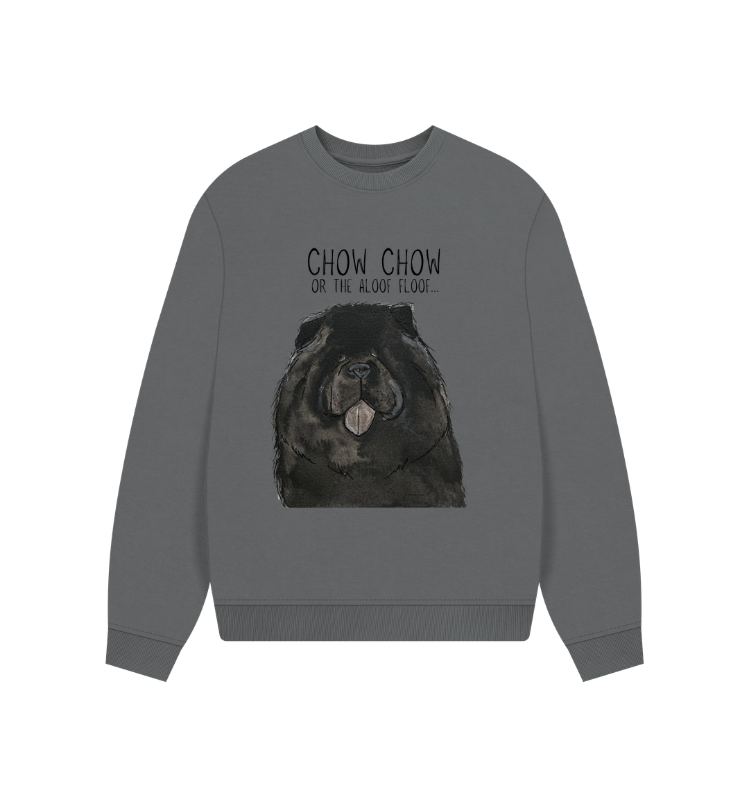 Black Chow Chow Women's Oversized Sweatshirt – Featuring the Aloof Floof Design!