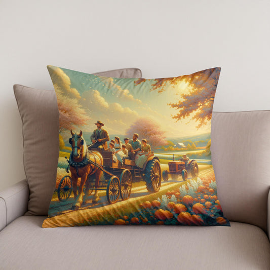 Springtime Family Journey Cotton Cushion