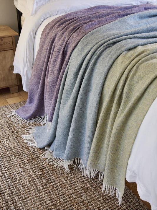 XL Herringbone Shetland Pure New Wool Throws