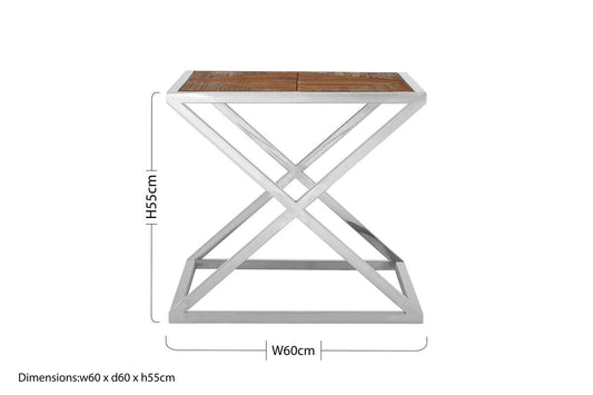 Natural Square Side Table with Cross Frame | Hudson