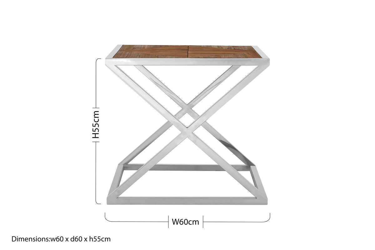 Natural Square Side Table with Cross Frame | Hudson
