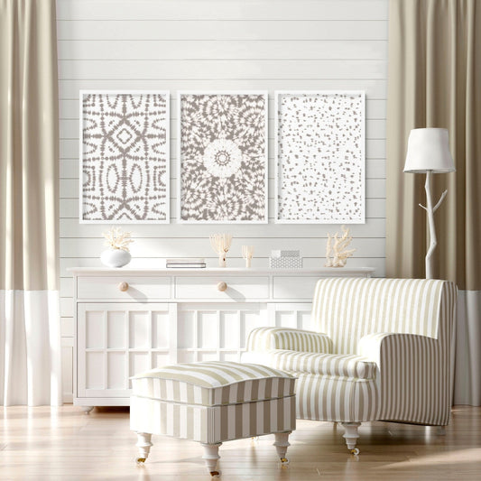 Shibori tie dye Set of 3 framed wall art prints