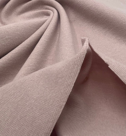 Earthy Pink Jersey Cuffing Ribbing Fabric 270 GSM Cotton Knit 70cm Wide