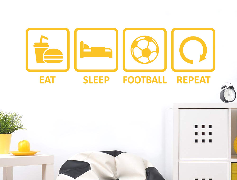 Eat Sleep Football Repeat Wall Sticker – Bedroom Football Wall Art Decor