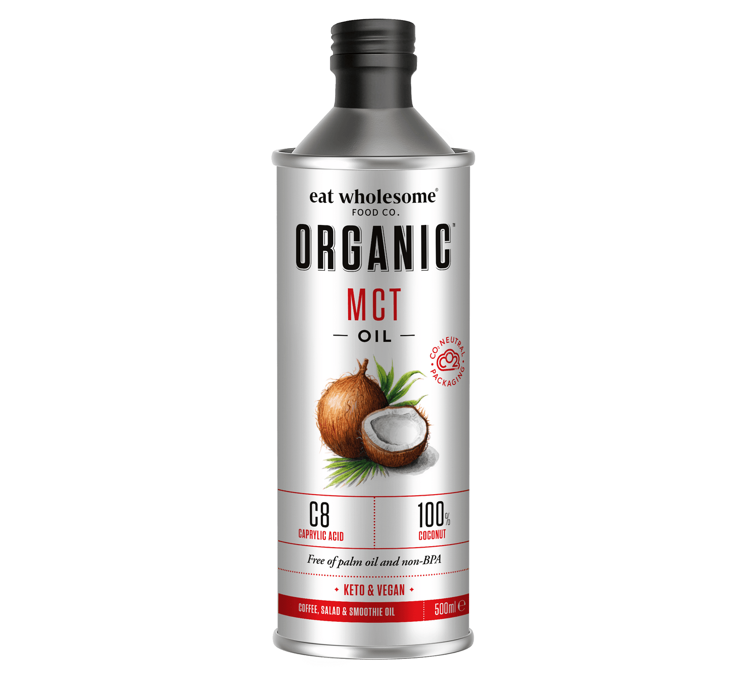 Eat Wholesome Organic MCT Oil 500ml – High C8 Coconut Oil