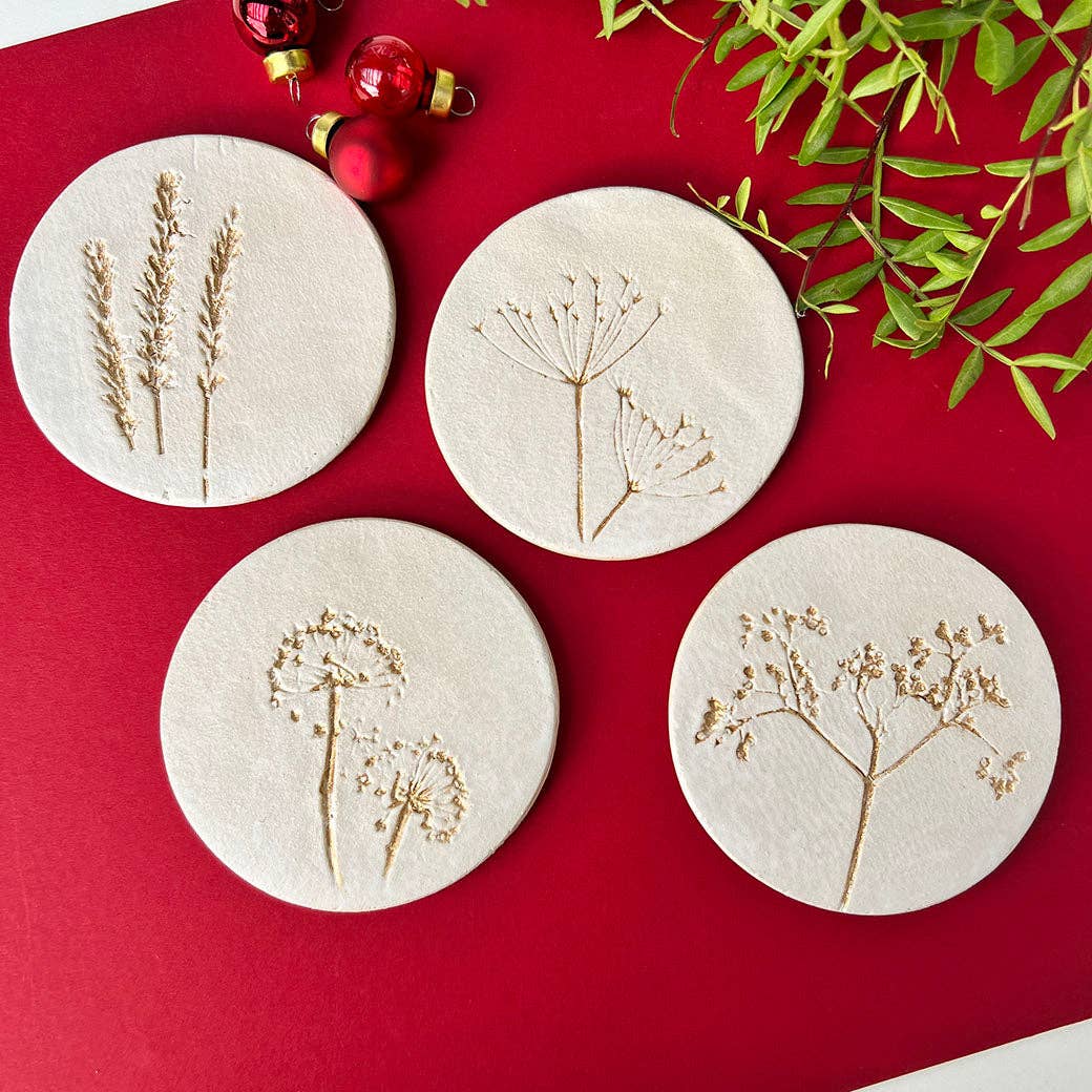 Gold Wild Flower Ceramic Coasters - LIMITED EDITION