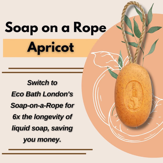 Eco Bath London Apricot Soap on a Rope 220g- Luxury Eco-Friendly Apricot Soap Bar