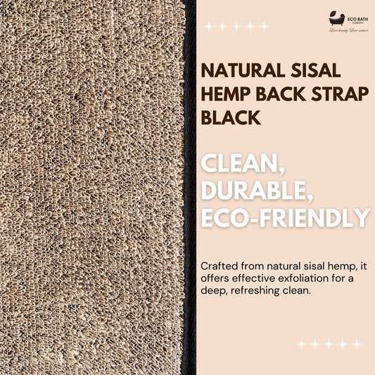 Eco Bath Natural Sisal Hemp Back Strap Black