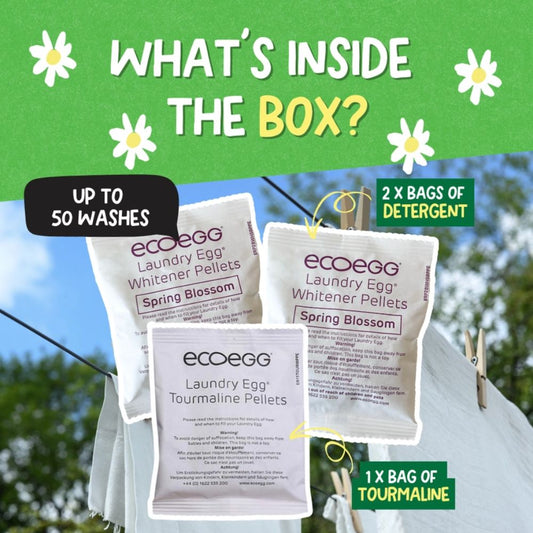 ECOEGG Laundry Egg Washing Detergent Refill Pellets Spring Blossom - Plastic Free Eco Washing Egg, 50 Washes
