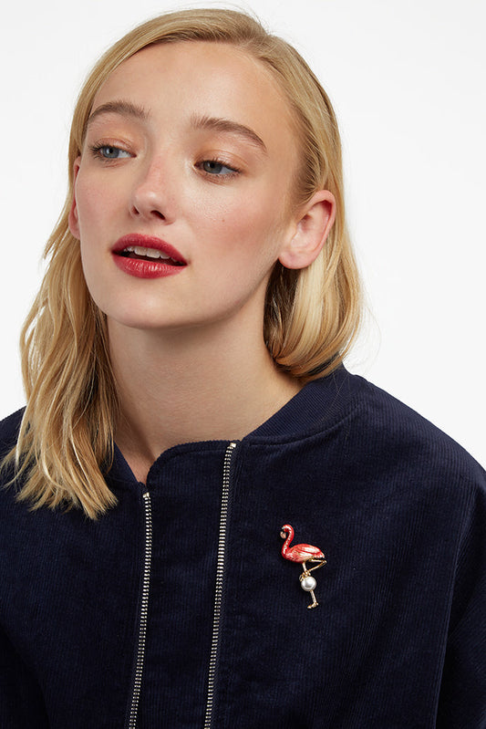 Louche Edom Flamingo Brooch Pink