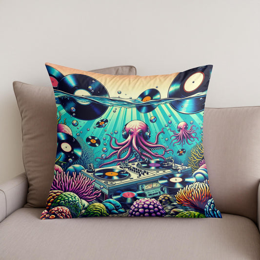 Vinyl Reef Rhythms Cotton Cushion