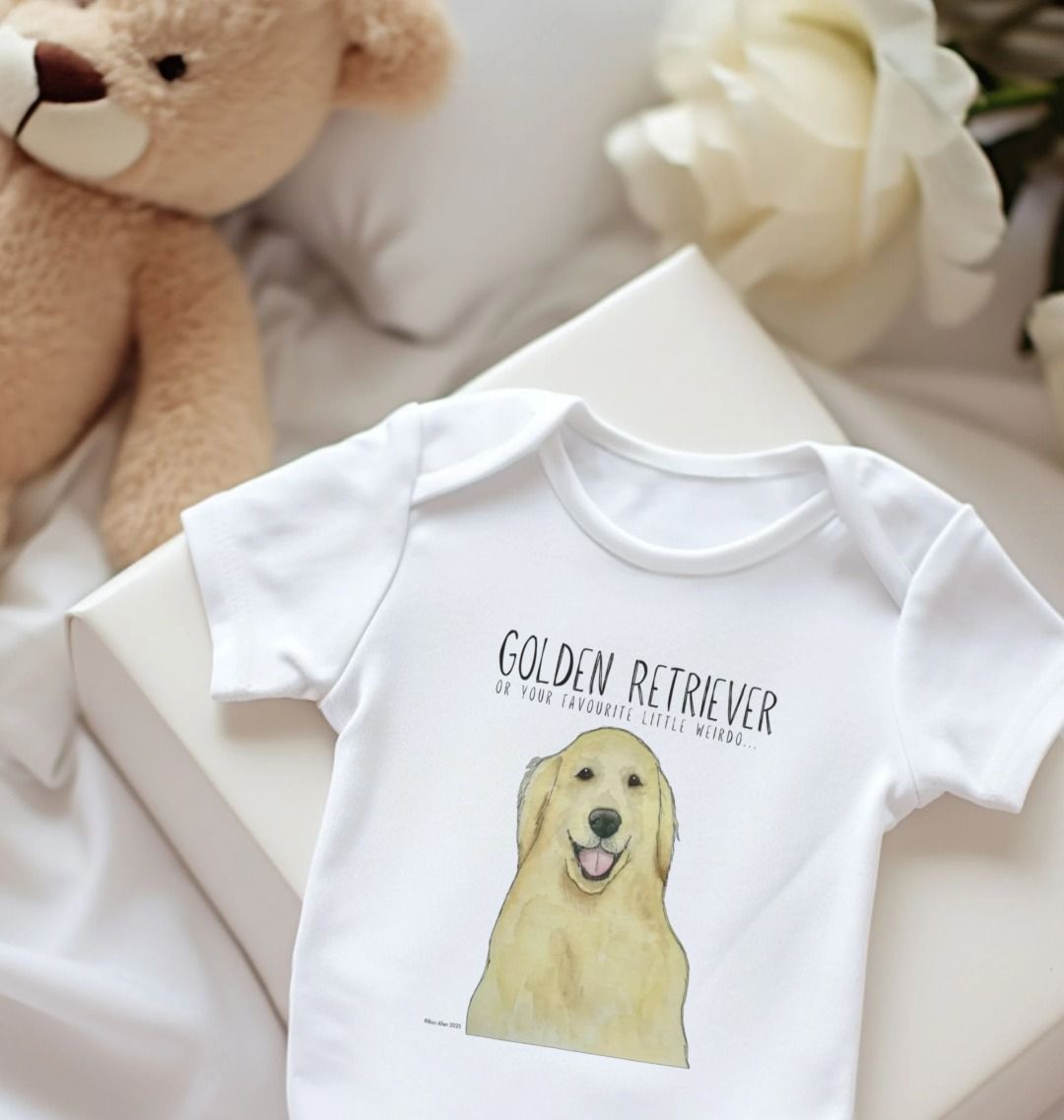 Golden Retriever Baby Bodysuit: For Your Little Weirdo with Big Puppy Energy!