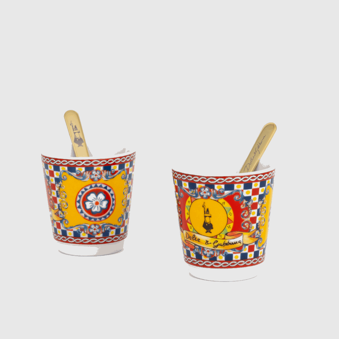 Bialetti X Dolce&Gabbana Sicilian Cart Gift Set (Moka 2 Cup, 2 Cups & Gold Stirrers)