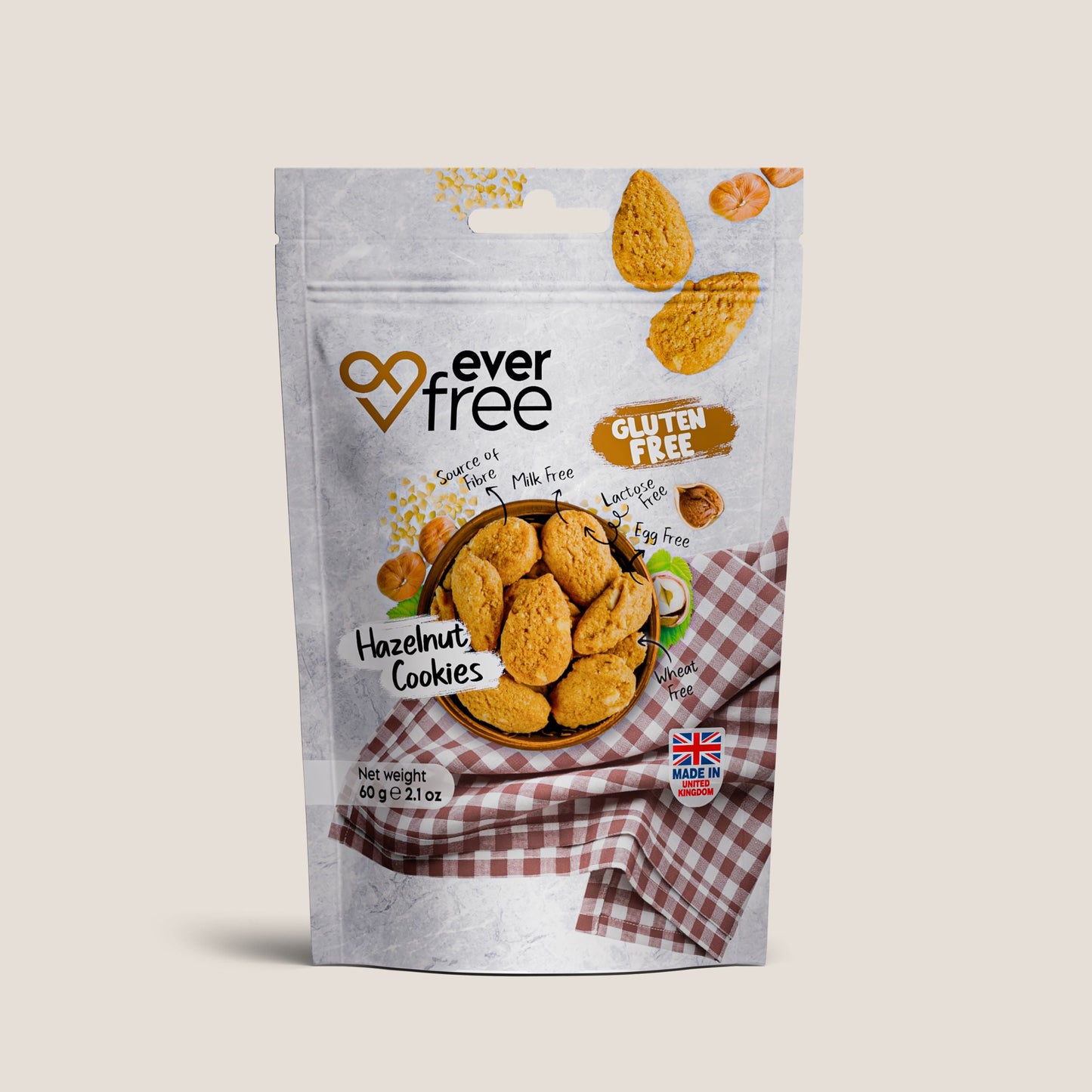 EverFree Hazelnut Gluten-Free Cookies - 90g | Pack of 3