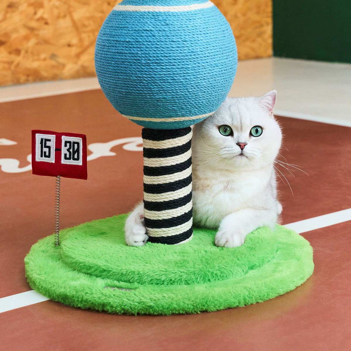 zeze ACE Tennis Cat Scratching Post — 86 cm Rope Tennis Balls with Racket Toy