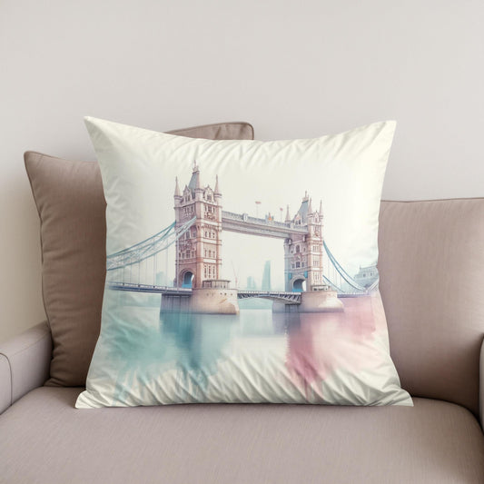 Pastel Modernism London Bridge Cotton Cushion