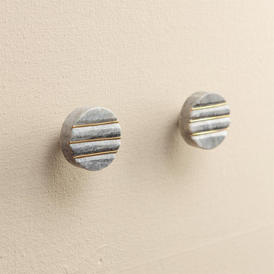 Giana Grey Marble Round Drawer Knobs