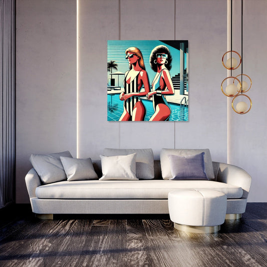 Retro Elegance Poolside Canvas