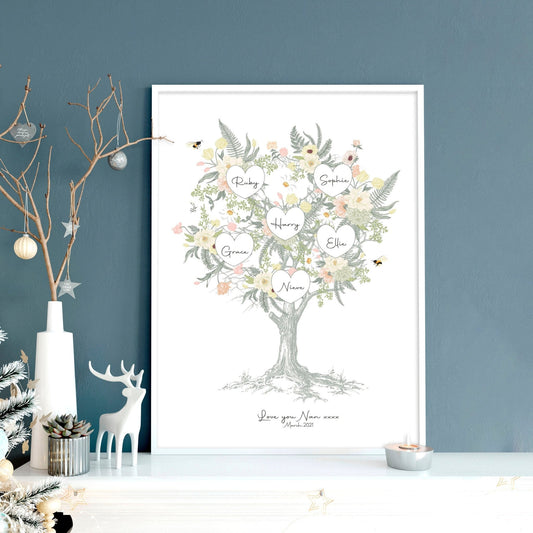 Family tree artwork Personalised wall art print
