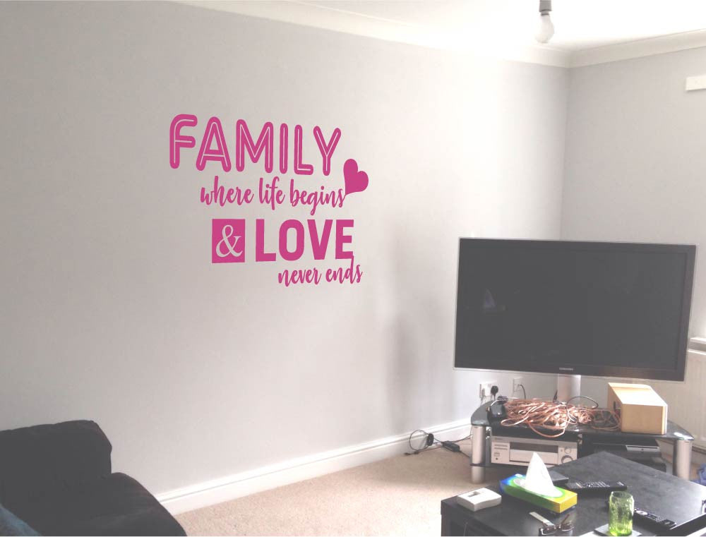 Family Where Life Begins and Love Never Ends Wall Sticker