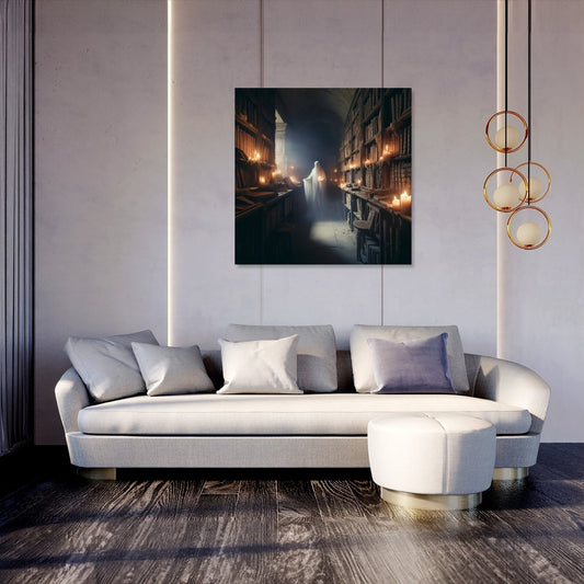 Ghostly Scholar's Library Canvas