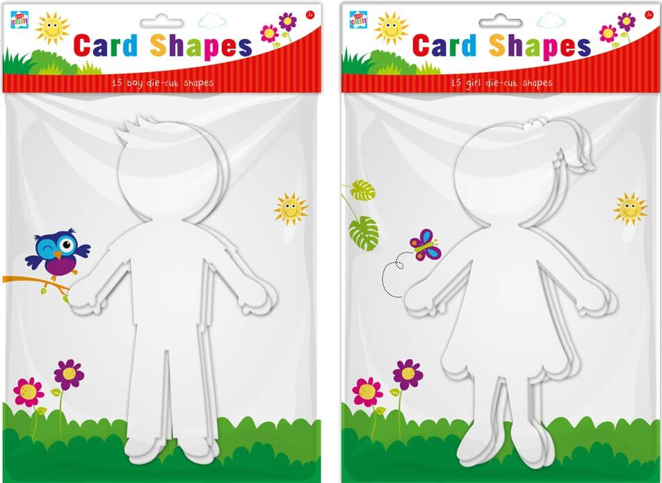 Children's Pack of 15 Boy OR Girl Die-Cut Card Shapes (single)