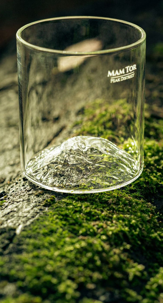 Mam Tor Glass Tumbler & Coaster Set: Peak District Mountain Gift