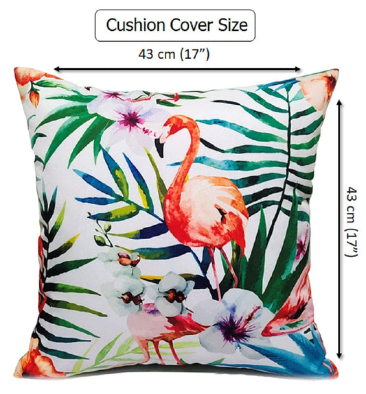 OLIVIA ROCCO Flamingo Waterproof Cushion Covers 43x43 cm Reversible Breathable Decorative Indoor Outdoor for Patio Garden Sofa Bed Chair
