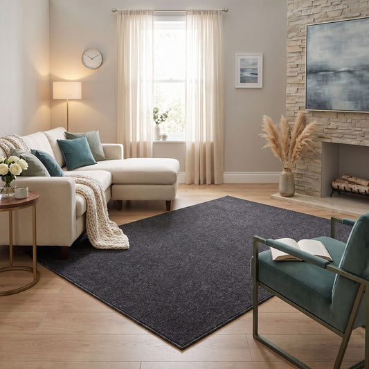 Flex Dark Grey Low Pile Solid Rug