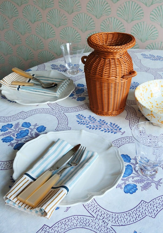 Flora Blue Tablecloth