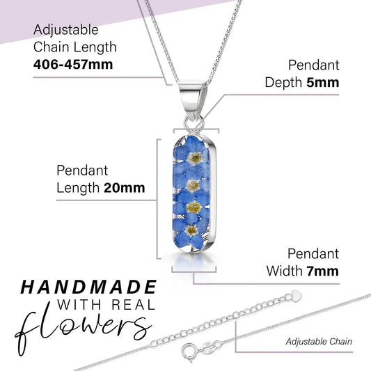 Forget me not necklace 'Leela' pendant. Handmade with real flowers.