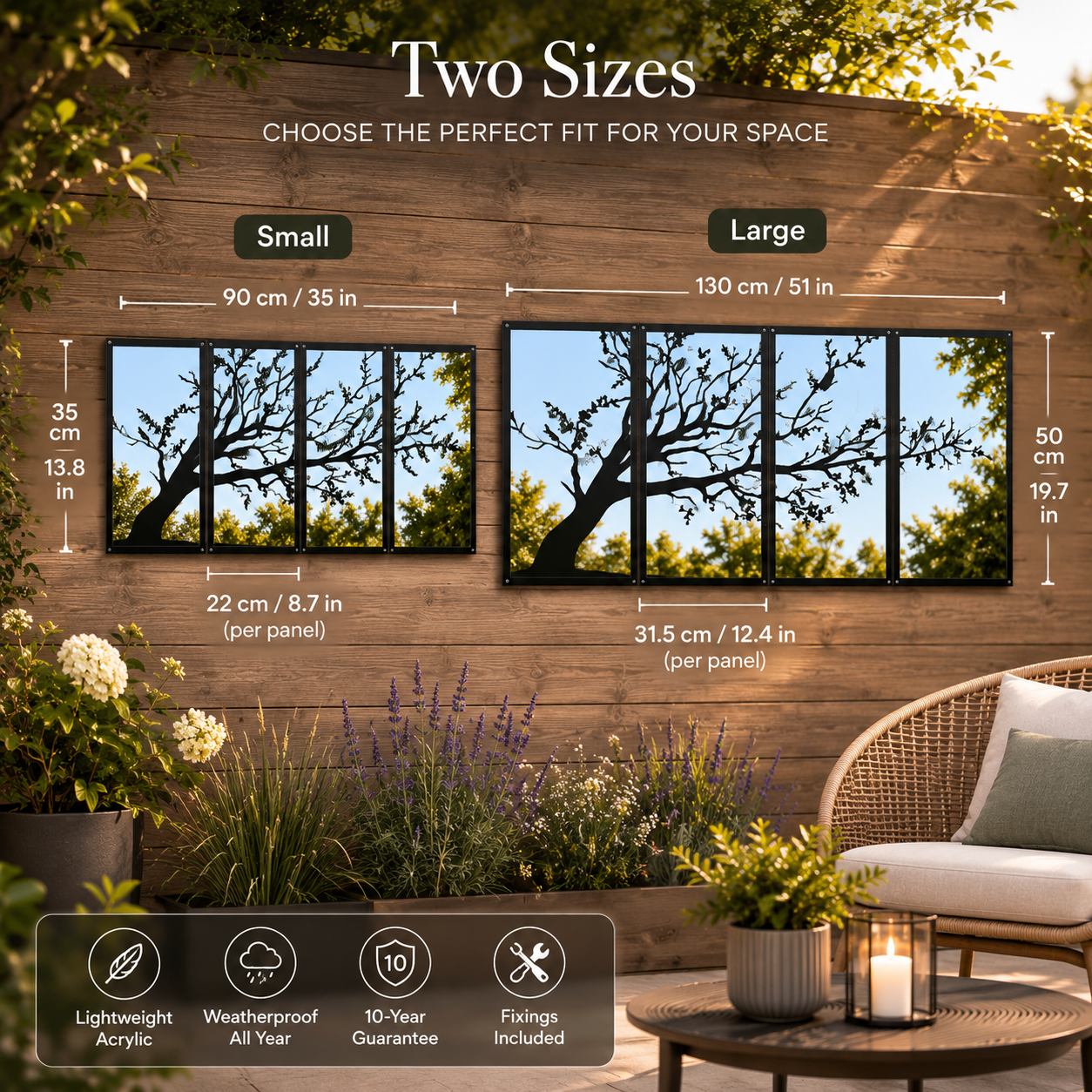 SunCatcher Garden Mirror Set of Four Panels Tree