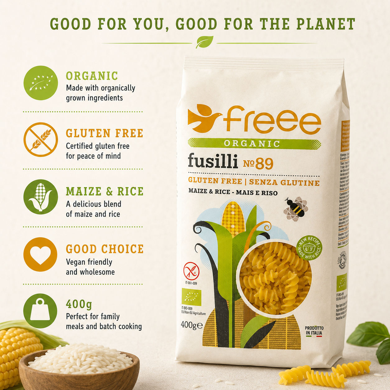Freee Gluten Free Organic Maize & Rice Fusilli