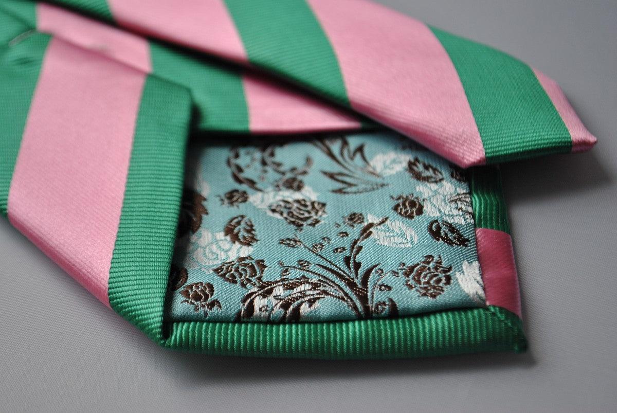 green and pink barber striped tie