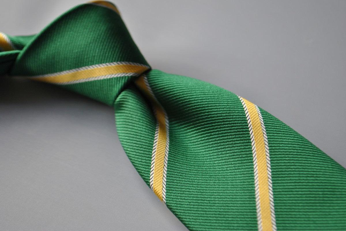 bottle green and yellow club striped tie